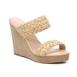 Charles David Tifa Raffia Wedge Natural Size 9.5